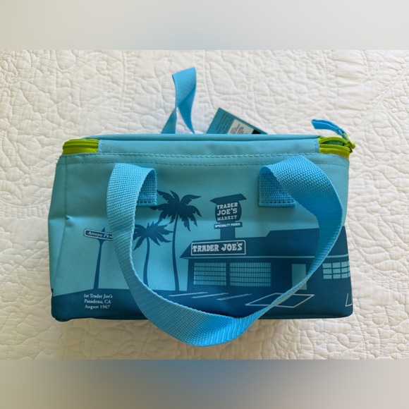 🌴 Trader Joe's Mini Insulated Bag, Aqua and Lime - Picture 3 of 5